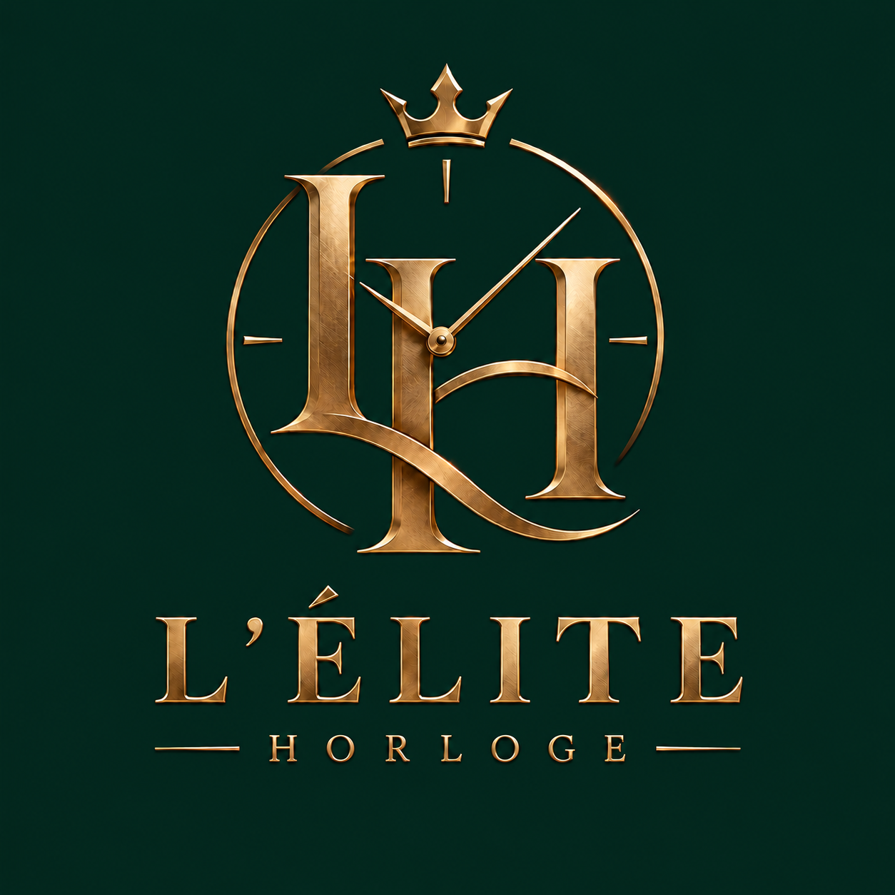 Monogramme et logo dorés L’ÉLITE HORLOGE